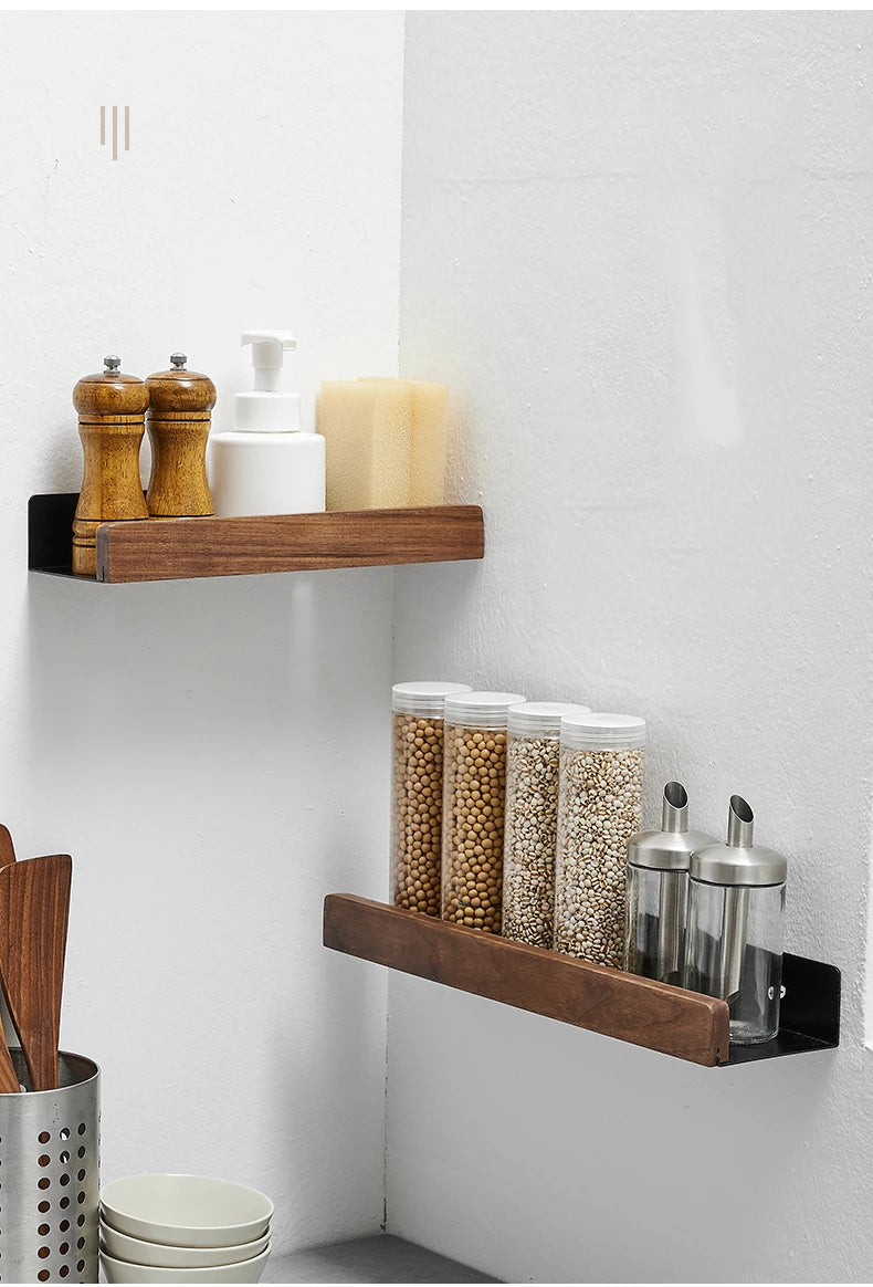Bathroom Shelf No Drill Organizer Shower Storage Rack Solid Wood Corner Shelves Wall Mounted Toilet Shampoo Holder