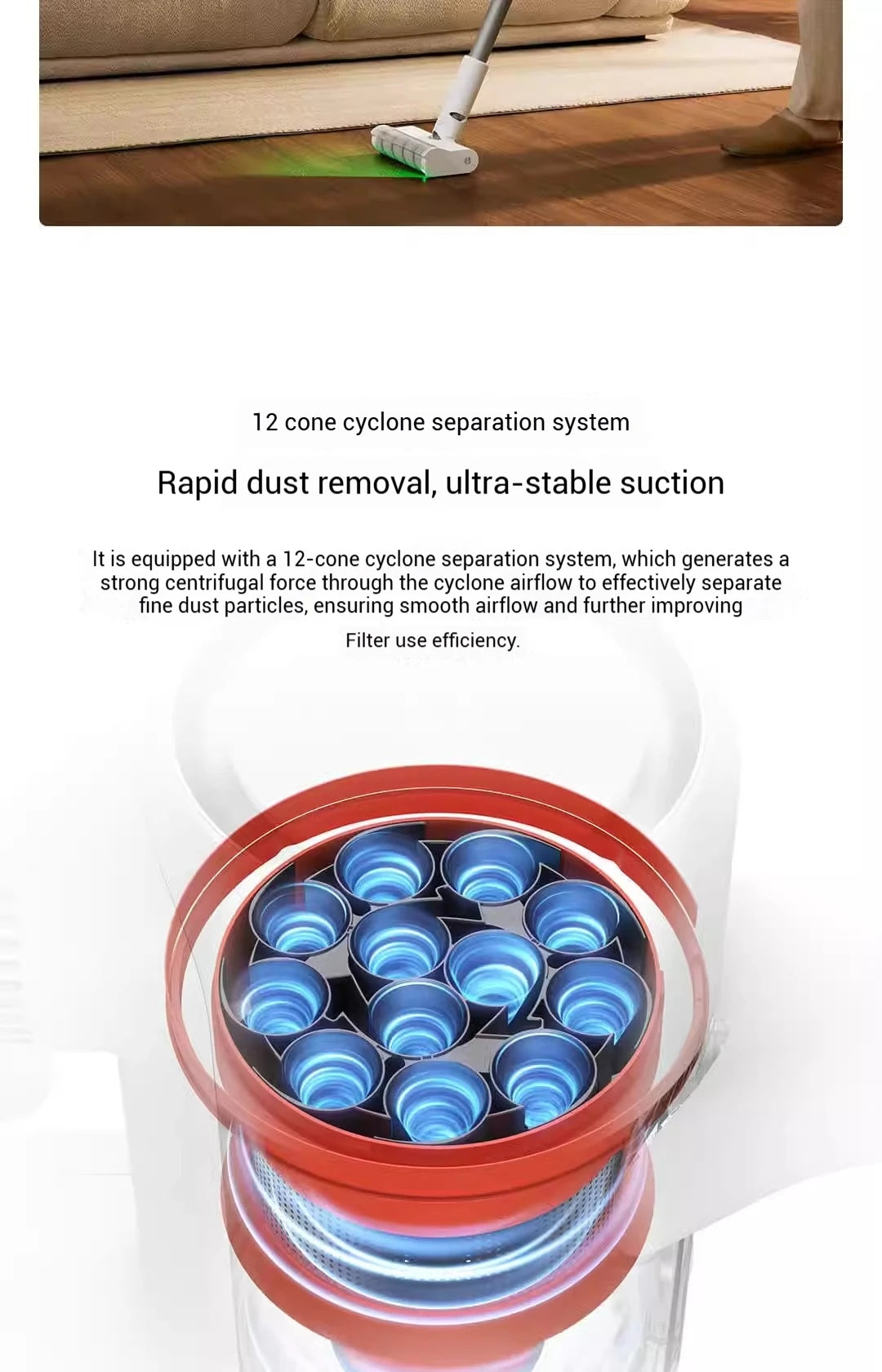 XIAOMI MIJIA Wireless Vacuum Cleaners 2 Dust Display Edition,24kPa Suction,Maximum battery life 60 min,Cordless handheld Vacuum