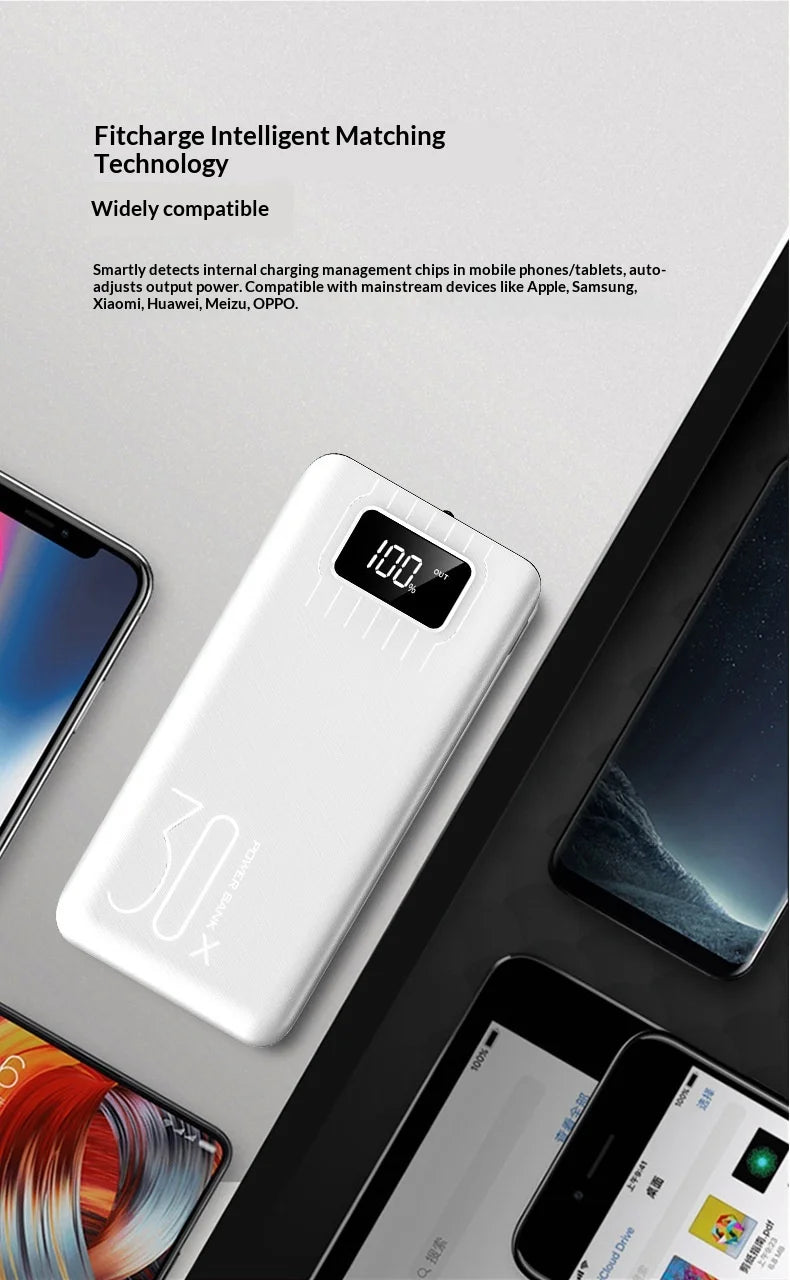 Power bank with a large capacity of 30000 mAh fast charging for mobile phones mobile power bank charging digital display