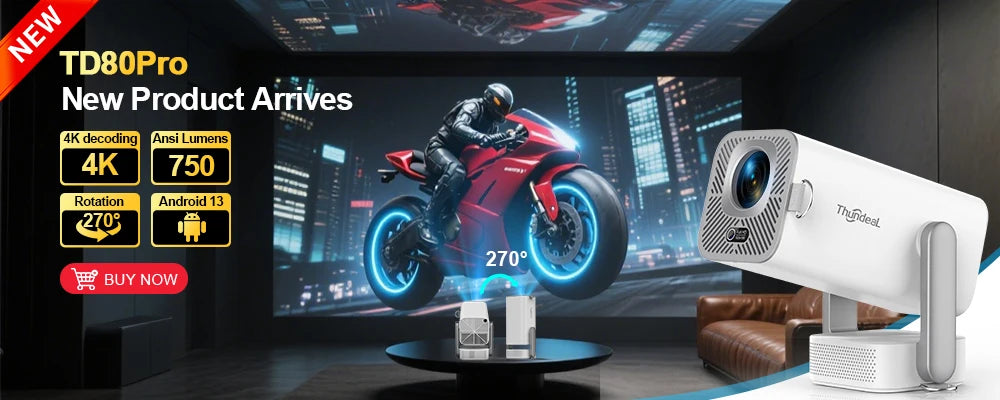 ThundeaL 4K Full HD Projector FHD TD80W Android WiFi 3D Home Theater TD80 Portable Beam Projector Meeting Video Movie PK HY320