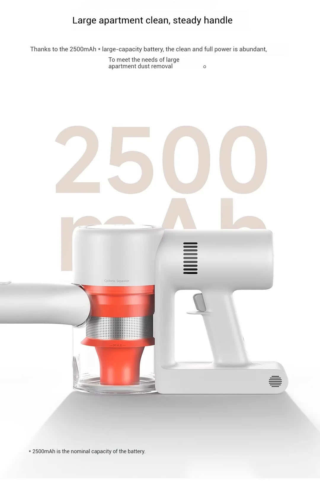 XIAOMI MIJIA Wireless Vacuum Cleaners 2 Dust Display Edition,24kPa Suction,Maximum battery life 60 min,Cordless handheld Vacuum