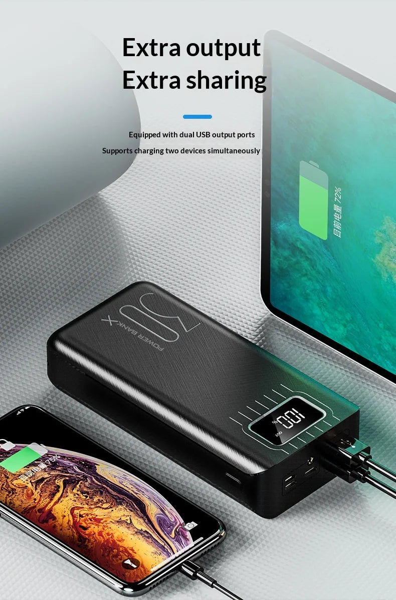 Power bank with a large capacity of 30000 mAh fast charging for mobile phones mobile power bank charging digital display