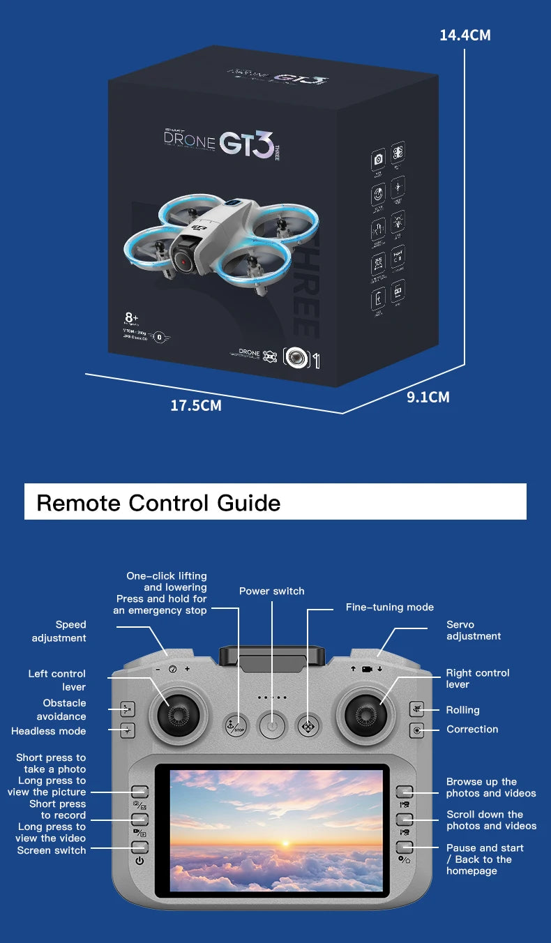 Gt3 Max Drone 4K Hd Aerial Photography Large Screen Optical Flow Positioning Brushless Intelligent Obstacle Avoidance